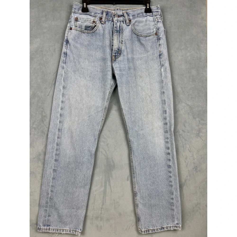 Levis 505 Regular Fit Straight Leg Jeans Light Wash Denim Blue W31 L30